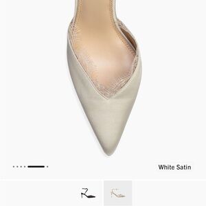 White Satin Pointed-Toe Lace-Trim Heel